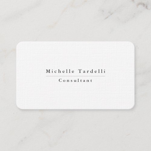 Plain Simple Black White Minimalist Premium Linen Business Card