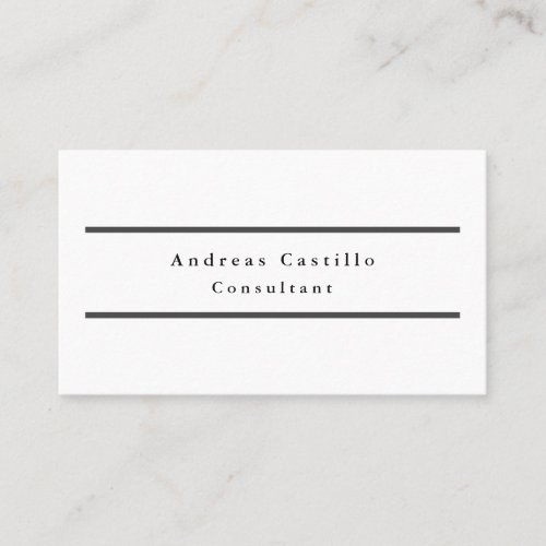 Plain Simple Black White Minimalist Professional Business Card