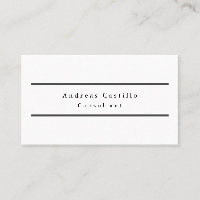Plain Simple Black White Minimalist Professional Business Card (Front)
