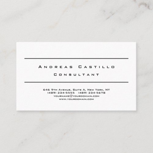 Plain Simple Black White Minimalist Professional Business Card