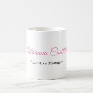 Plain Simple Black White Pink Calligraphy Name Coffee Mug