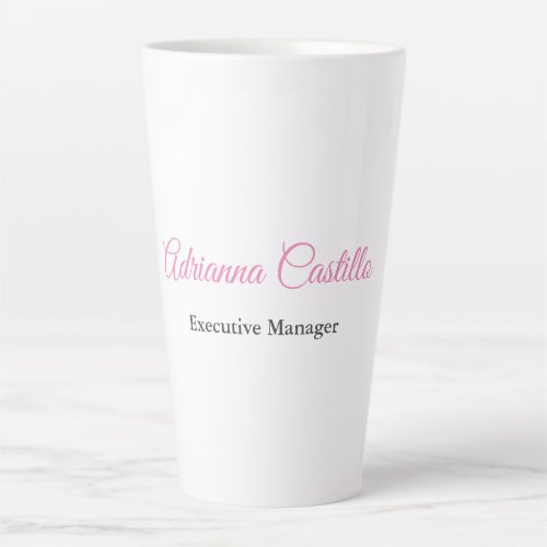 Plain Simple Black White Pink Calligraphy Name Latte Mug
