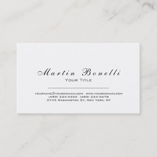 Plain Simple Black  White Trendy Business Card