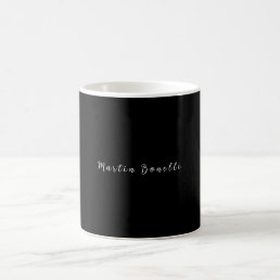 Plain Simple Black White Trendy Calligraphy Script Coffee Mug