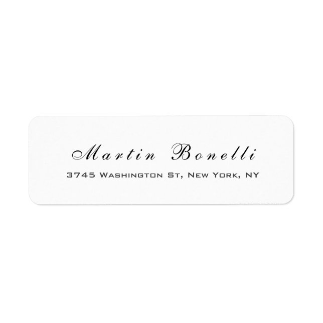 Plain Simple Black White Trendy Calligraphy Script Label (Front)