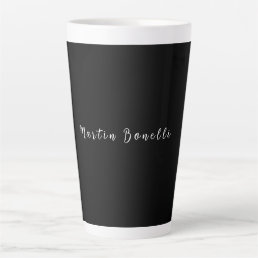 Plain Simple Black White Trendy Calligraphy Script Latte Mug