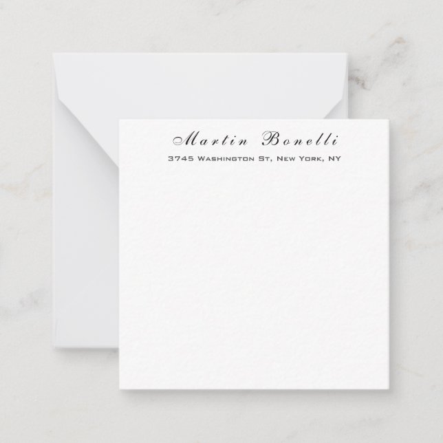 Plain Simple Black White Trendy Calligraphy Script Note Card (Front)