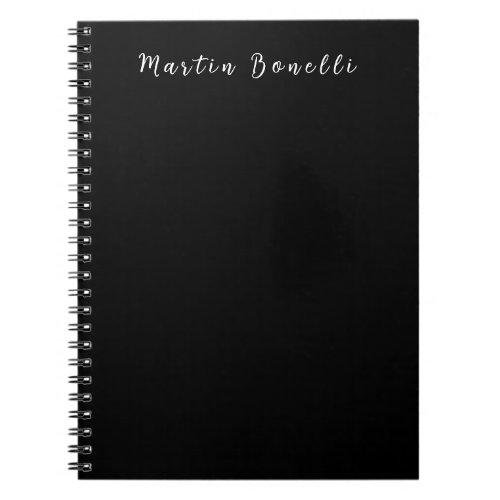 Plain Simple Black White Trendy Calligraphy Script Notebook