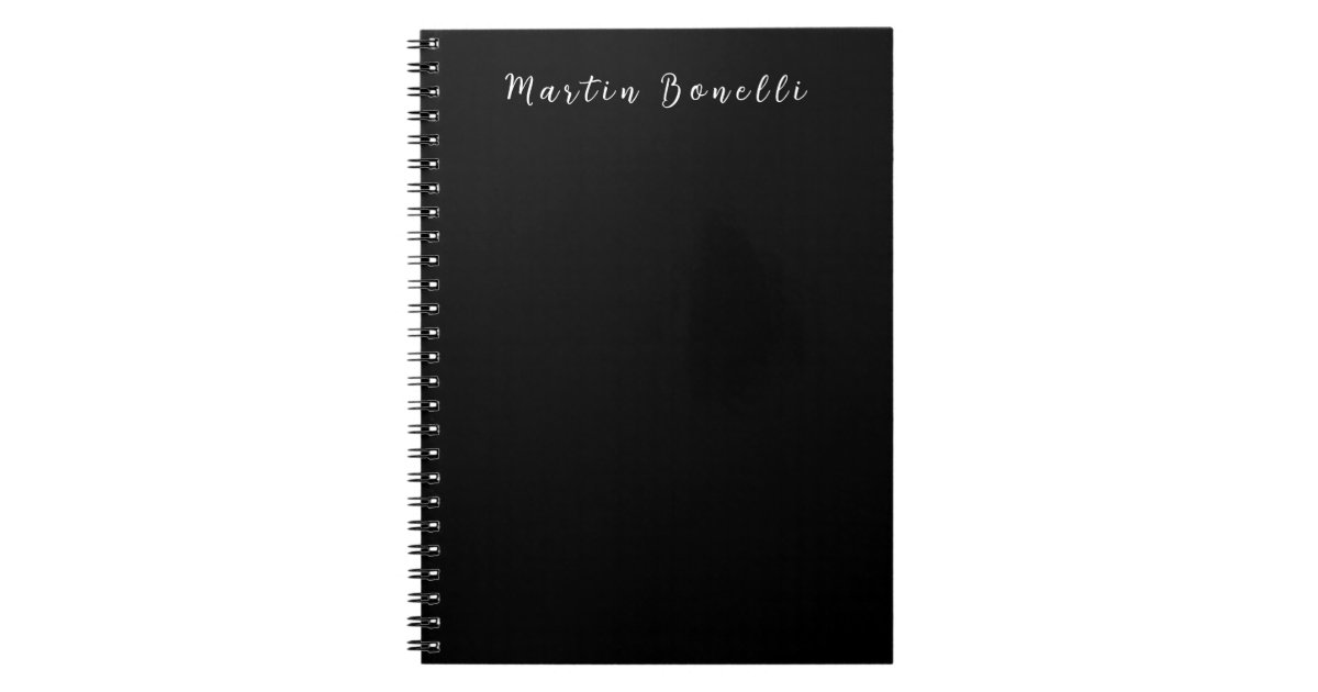 Design Notebook Calography Plain Simple Black White Trendy Calligraphy Script Notebook | Zazzle