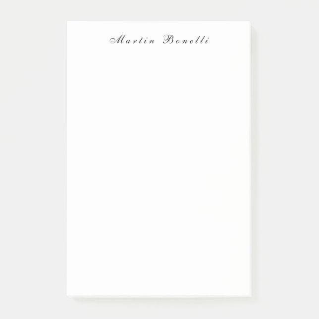 Plain Simple Black White Trendy Calligraphy Script Post-it Notes (Front)
