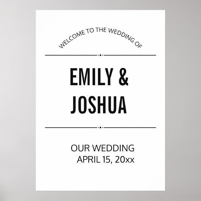 Plain Simple Black White Wedding Poster Template (Front)