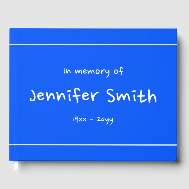 Plain & Simple Blue Condolences Guestbook (Front)