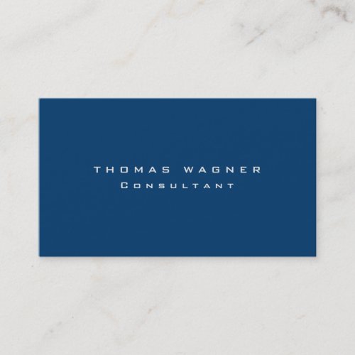 Plain Simple Blue Trendy Minimalist Business Card