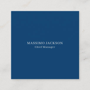 Plain Simple Blue Trendy Minimalist Professional Square Business Card