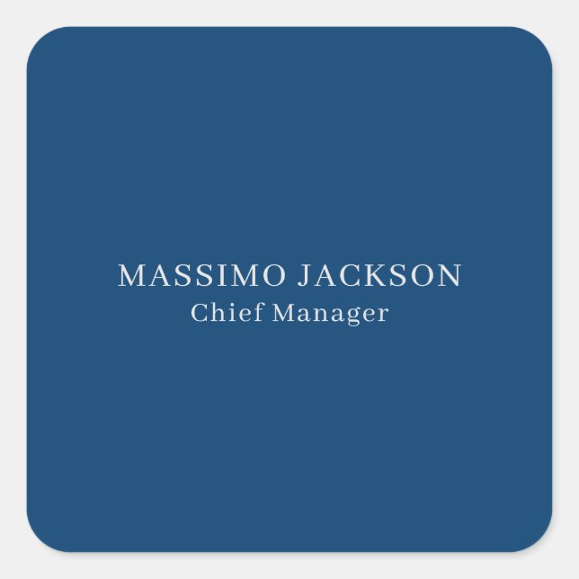 Plain Simple Blue Trendy Minimalist Professional Square Sticker (Front)