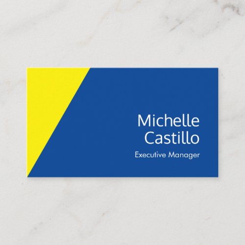 Plain Simple Bright Yellow Deep Blue Minimalist Business Card