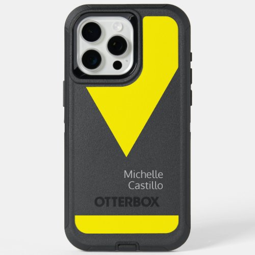 Plain Simple Bright Yellow Grey Minimalist Name iPhone 15 Pro Max Case