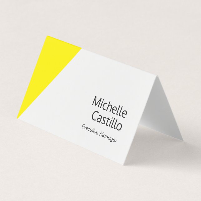 Plain Simple Bright Yellow White Minimalist Business Card (Front)