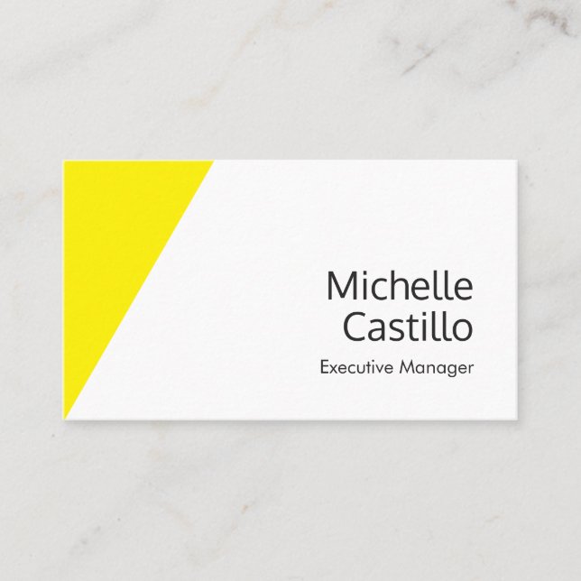 Plain Simple Bright Yellow White Minimalist Business Card (Front)