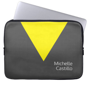 Plain Simple Bright Yellow White Minimalist Name Laptop Sleeve