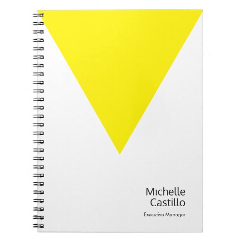 Plain Simple Bright Yellow White Minimalist Name Notebook