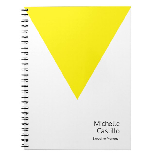 Plain Simple Bright Yellow White Minimalist Name Notebook (Front)