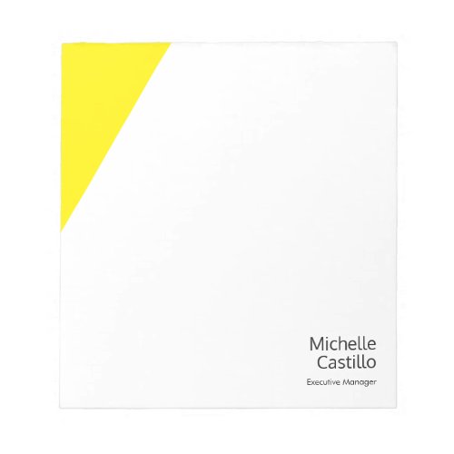 Plain Simple Bright Yellow White Minimalist Name Notepad