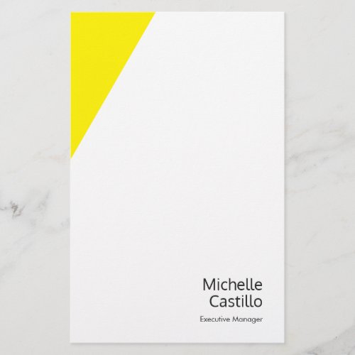 Plain Simple Bright Yellow White Minimalist Name Stationery