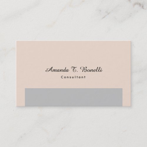 Plain Simple Champagne Pink Grey Minimalist Design Business Card