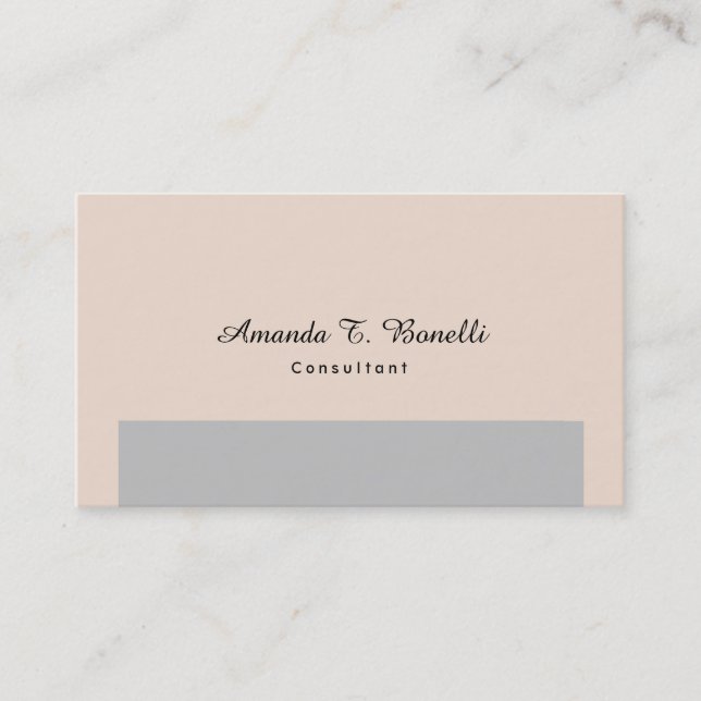 Plain Simple Champagne Pink Grey Minimalist Design Business Card (Front)