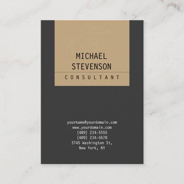 Plain Simple Chubby Chic Beige Gray Business Card (Front)