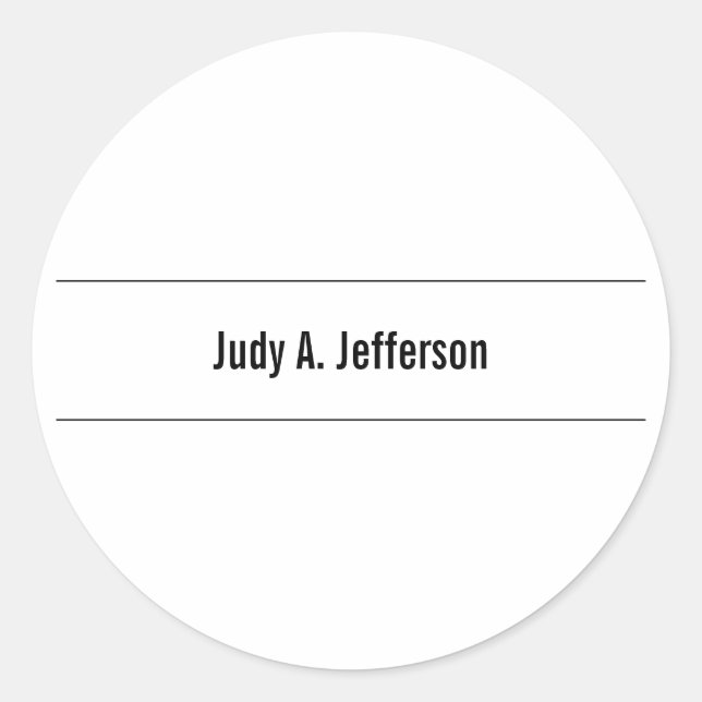 Plain Simple Classical Minimalist Classic Round Sticker (Front)