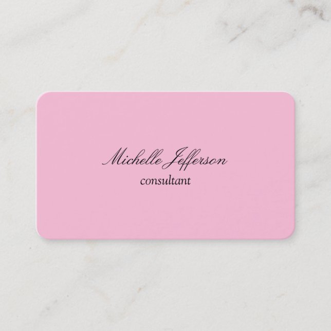 Plain Simple Classical Pink Business Card (Front)