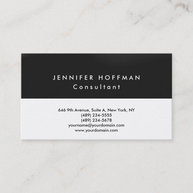Plain Simple Clean Grey Black White Professional Business Card (Front)