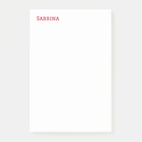 Plain Simple Clean Professional Name Red White Post_it Notes