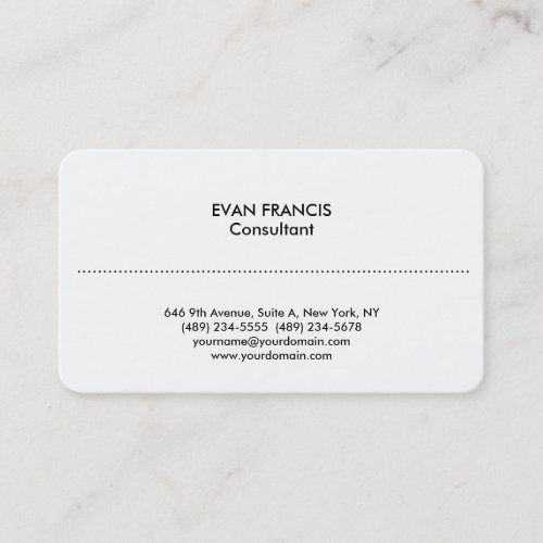 Plain Simple Clean White Professional Classical Business Card