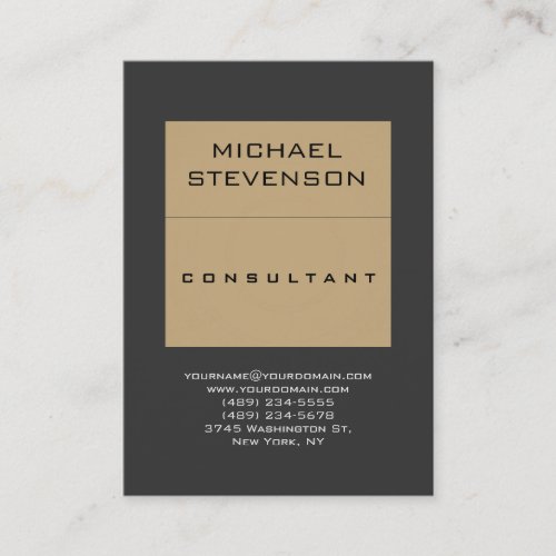 Plain Simple Consultant Beige Gray Business Card