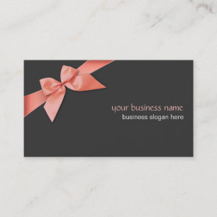 Plain Simple Coral Red Ribbon on Dark Grey Business Card