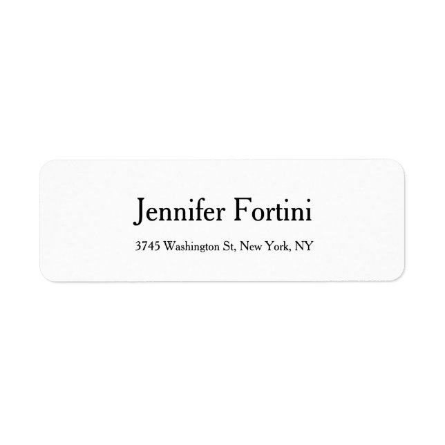 Plain Simple Elegant Black & White Modern Label (Front)