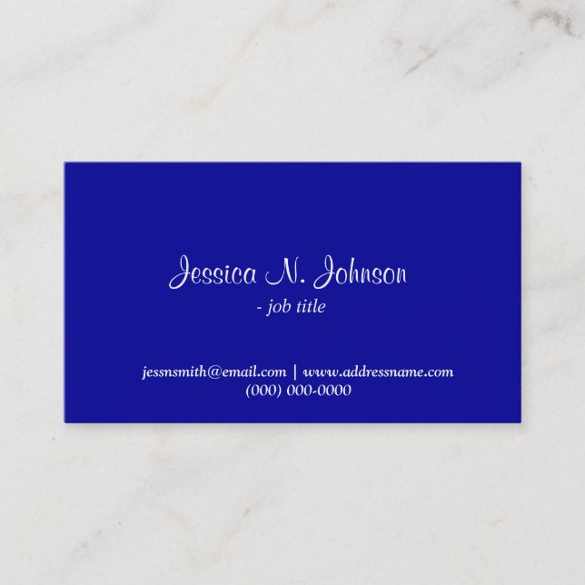 Plain,simple,elegant blue business card. business card (Front)