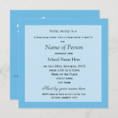 Plain, simple, elegant blue photo graduation invitation (Front/Back)