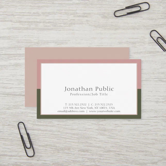 Plain Simple Elegant Colors Professional Modern Business Card | Zazzle