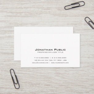 Plain Simple Elegant Professional White Modern Business Card
