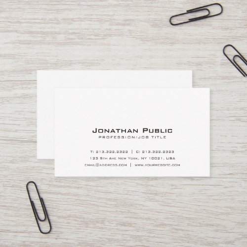 Plain Simple Elegant Professional White Modern Business Card