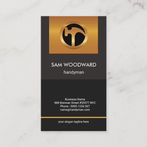 Plain Simple Elegant Pull Down Gold Tab Handyman Business Card