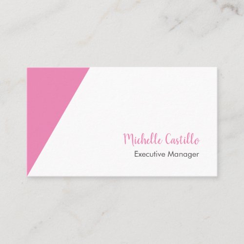 Plain Simple Feminine Minimalist Handwritten Pink Business Card