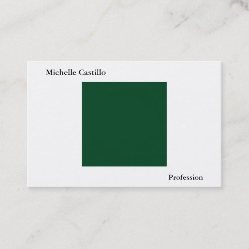 Plain Simple Forest Green White Minimalist Modern Business Card
