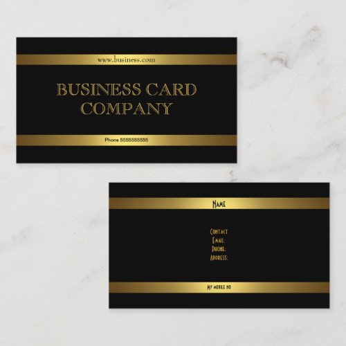 Plain Simple Gold Black Elegant Classy Business Card Templates