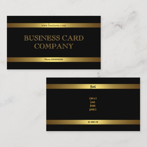 Customizable Plain Simple Gold Black Elegant Classy Business Card Templates