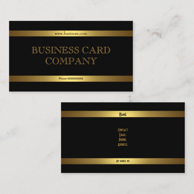 Plain Simple Gold Black Elegant Classy Business Card (Front/Back)